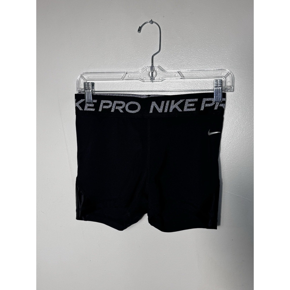 Nike Pro Women's 3" Shorts Black Silver Glitter Sparkle Waistband Dri-FIT Size M